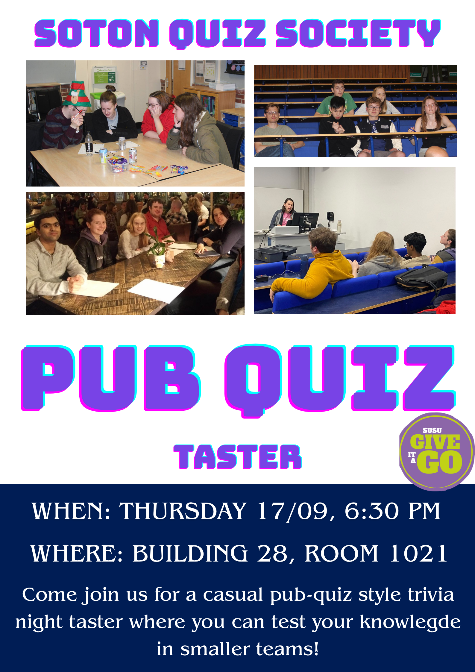 Give It A Go Freshers Taster: Pub Quiz with Quiz Soc