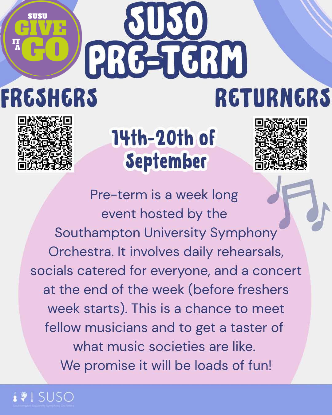Give It A Go: SUSO Pre Term Tasters and Auditions