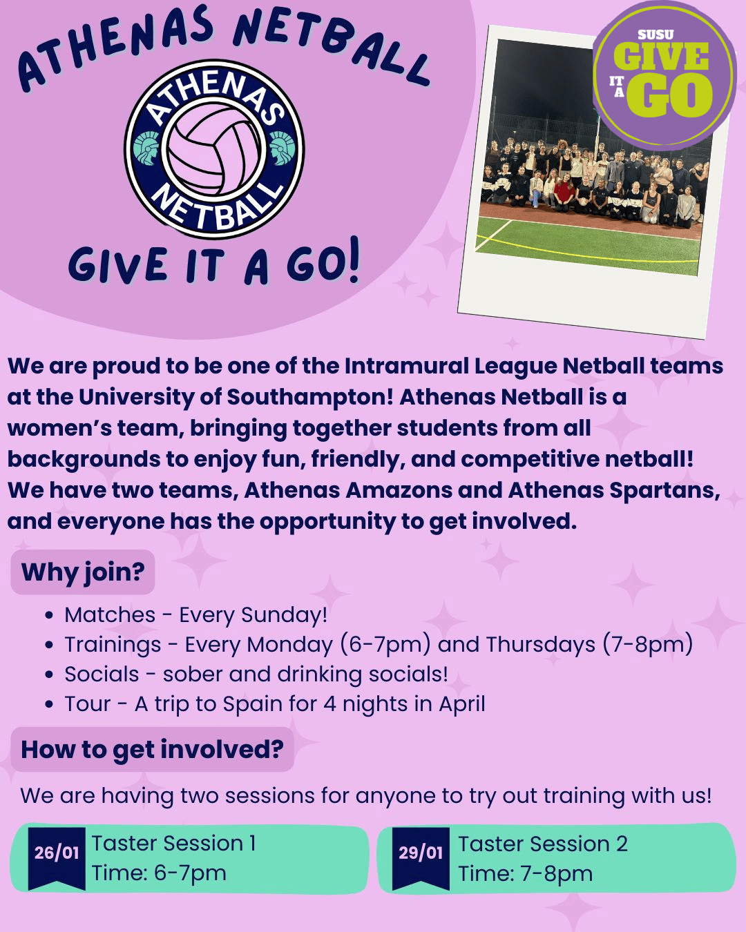 Give It A Go: Athenas Netball Taster Session